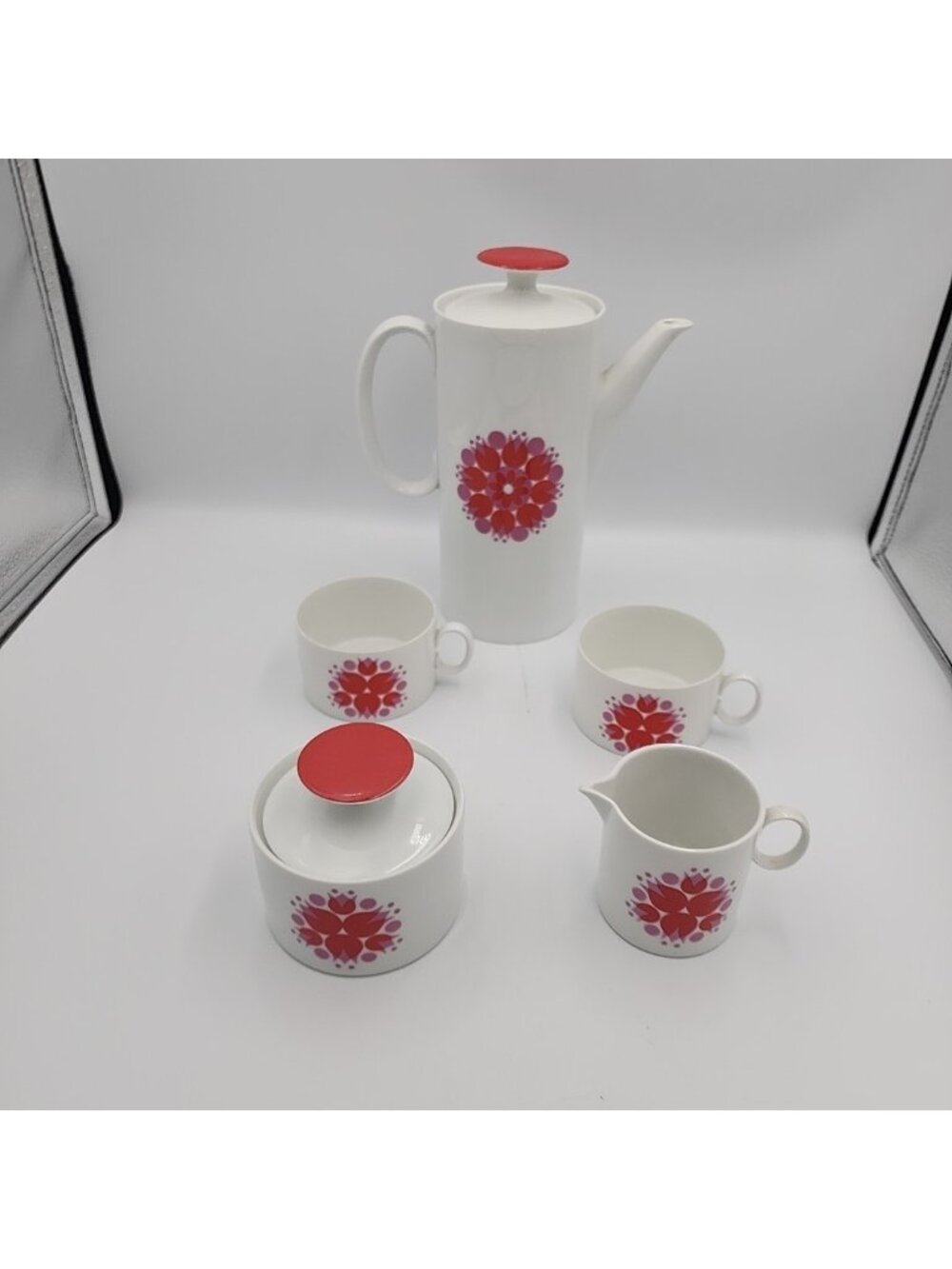 Thomas Rosenthal Porcelain Germany PINWHEEL Coffee Pot Tea Cup Sugar Set MCM